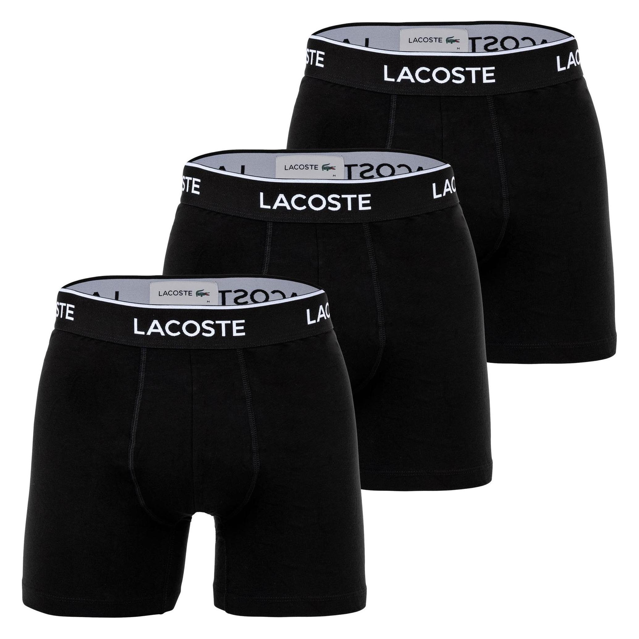 Lacoste, Herren, Unterhosen, Boxershort Stretch, Schwarz, (S, 3er Pack)