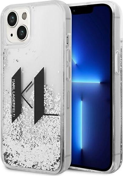 Actual product image Karl Lagerfeld KLHCP14SLBKLCS iPhone 14 6.1" srebrny/silver hardcase Liquid Glitter Big KL (Apple iPhone 14)