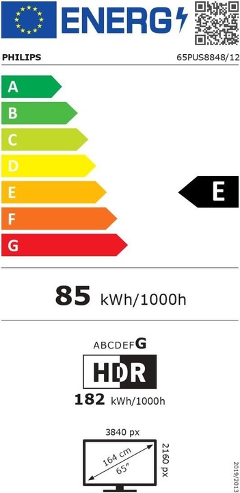 Energy Label Philips Ambilight 65PUS8848/12 LED 4K The One (65", LED, 4K)