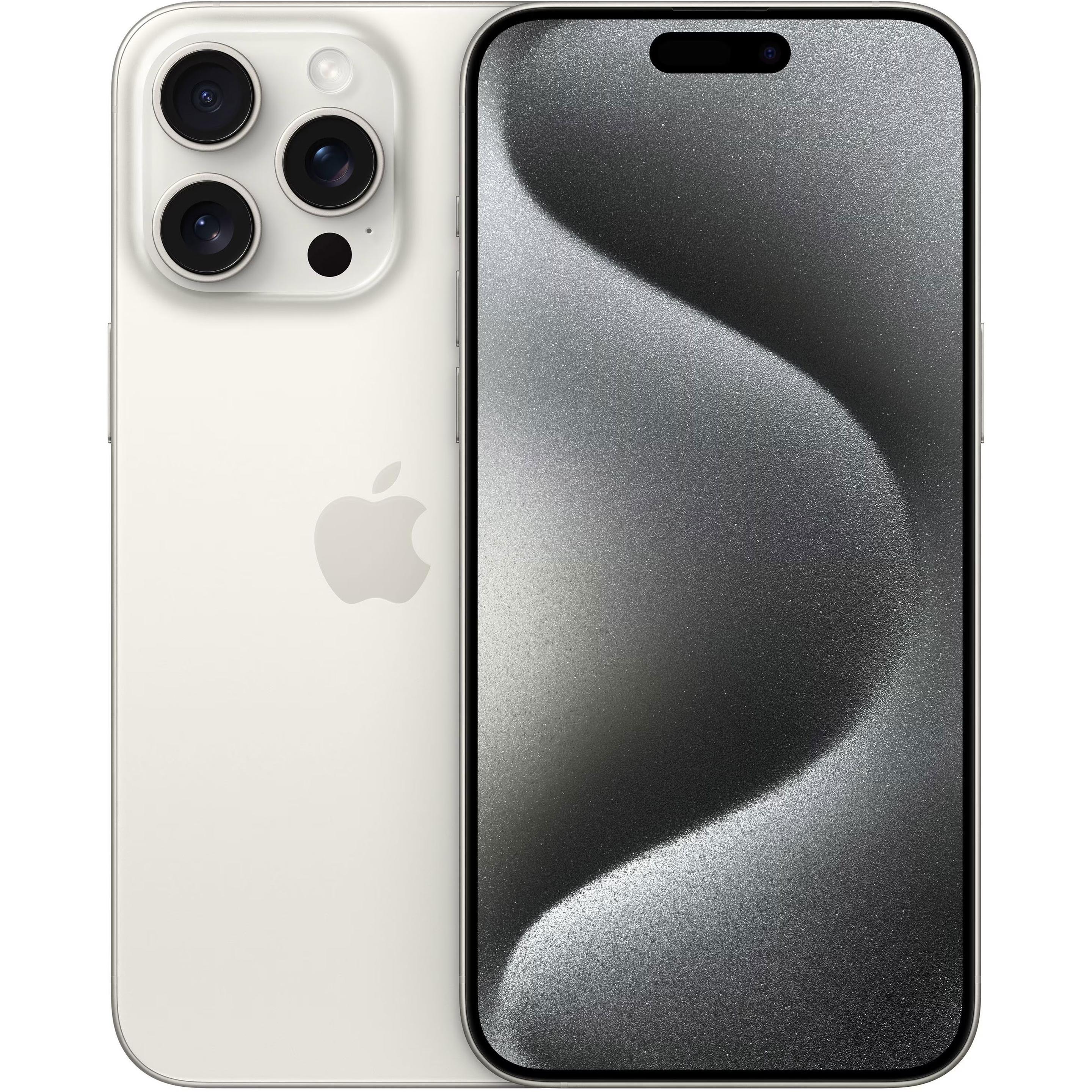 Apple iPhone 15 Pro Max (1000 GB, White Titanium, 6.70", SIM + eSIM, 48 Mpx, 5G), Smartphone, Weiss