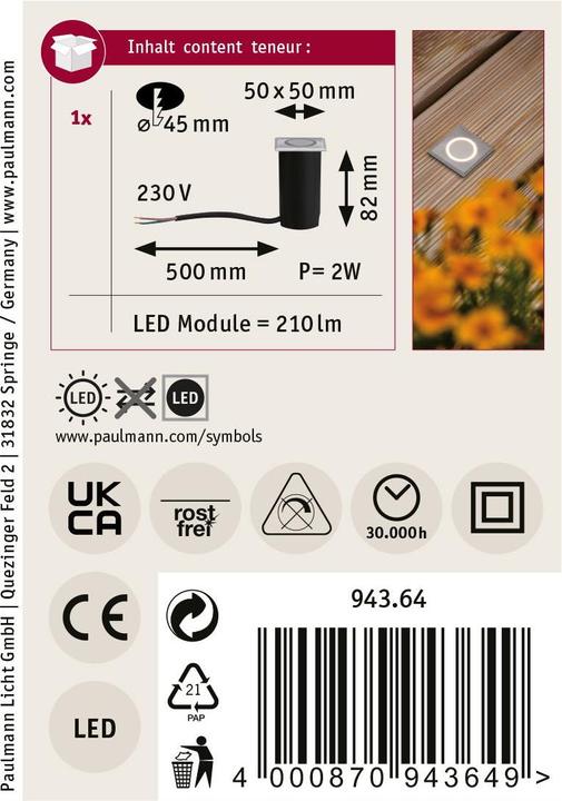 Actual product image Paulmann Floor recessed light Floor Deko (210 lm, IP65)