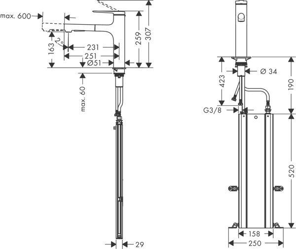 Image du produit hansgrohe Zesis M33 Mitigeur monocommandé pour cuisine 160, douchette extractible, 2 types de jets