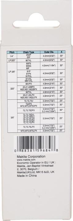 Nutritional values and ingredients Makita Sharpening aid (Chainsaw, Chainsaw Sword)