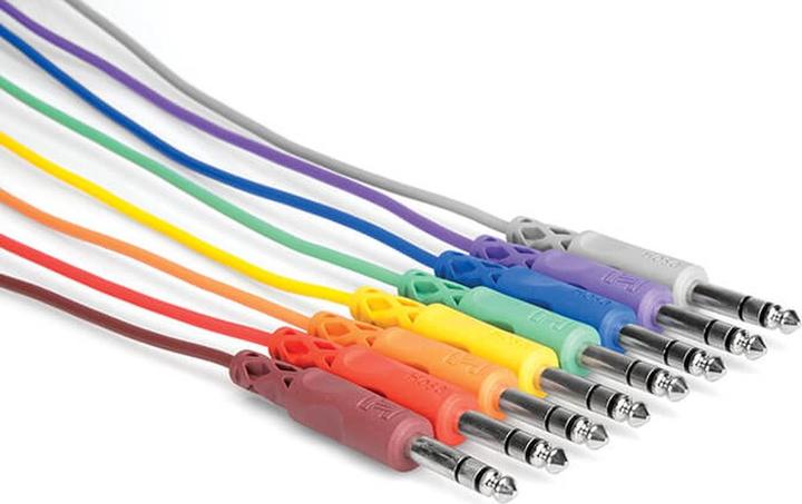 Actual product image Hosa CSS-845 - 8x Patch Cable, TRS-TRS 45cm (0.45 m, 6.3mm jack cable)