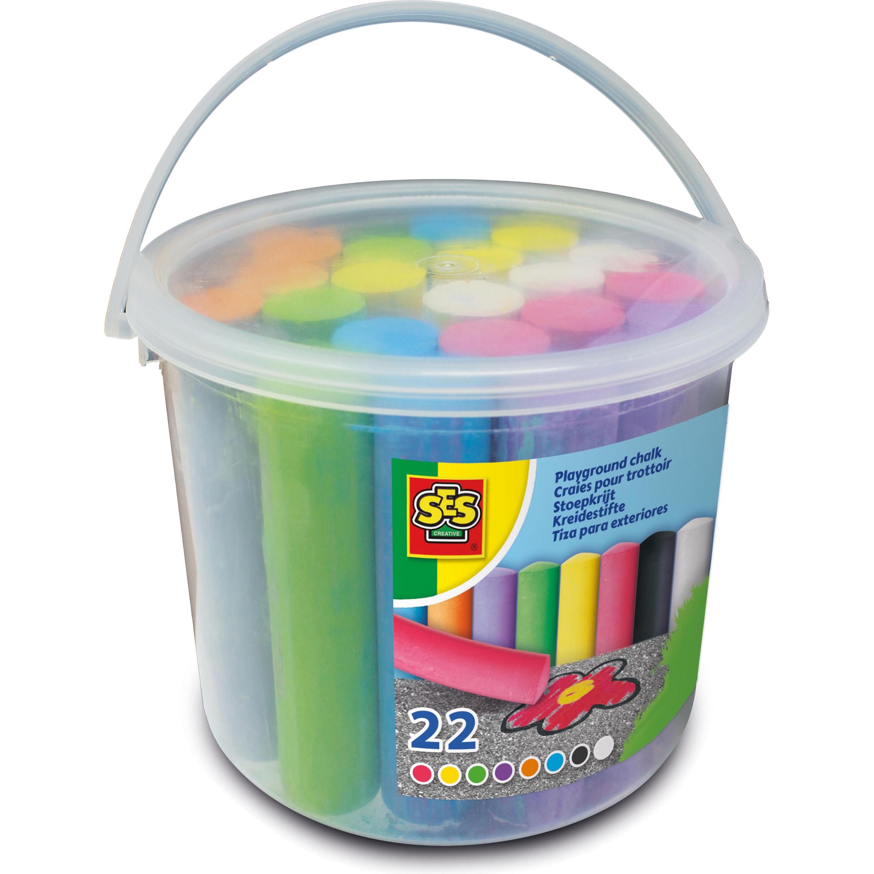 Ses, Malstifte, Bürgersteigkreideeimer, 22. (Mehrfarbig, Multicolor, multicolour, 22 x)