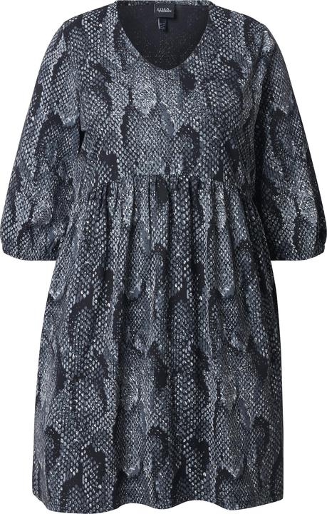 Image du produit Ulla Popken Robe en jersey évasée à col en V et manches 3/4, imprimé animal (54)