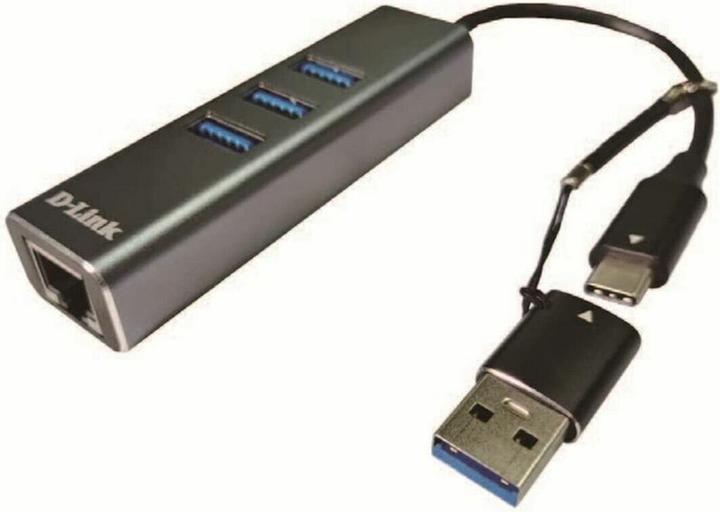 Produktbild D-Link DUB-2332, USB tipo-C, RJ-45, USB 3.2 Gen 1 (3.1 Gen 1) Type-A, 5000 Mbit/s, Grigio, Dati, Vel (USB-C, 4 Ports)