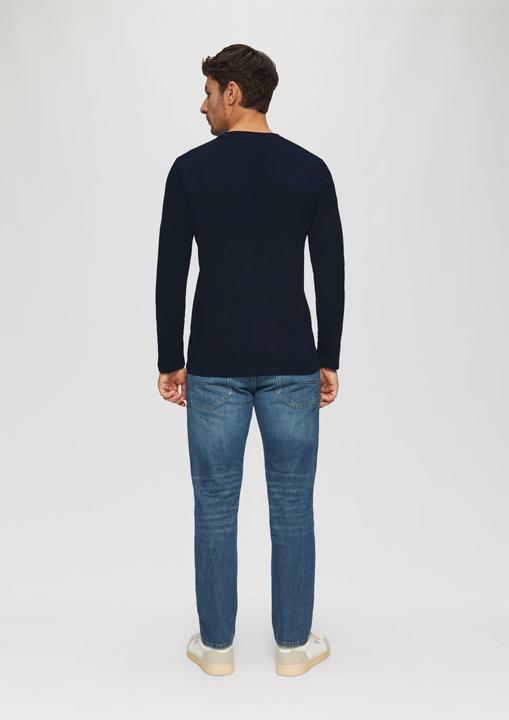Produktbild S.Oliver T-Shirt Henley-Shirt mit Flammgarnstruktur und Stickerei (S)