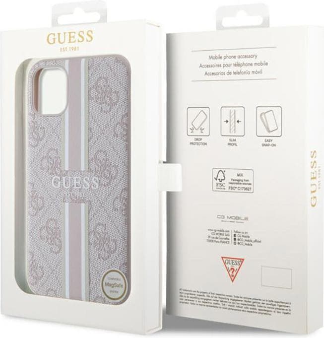 Actual product image Guess GUHMN61P4RPSP iPhone 11 / Xr różowy/pink hardcase 4G Printed Stripes MagSafe (Apple iPhone 11)