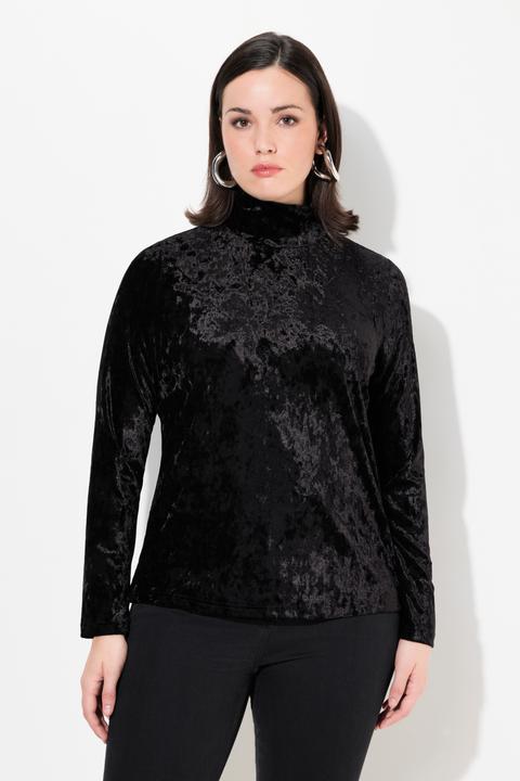 Produktbild Ulla Popken Samtshirt, Stehkragen, Slim, Langarm (46, 48)
