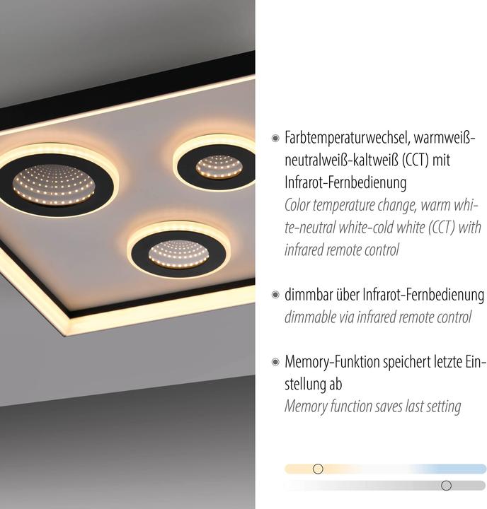 Image du produit Paul Neuhaus LED-Deckenleuchte 6856-18 schwarz, 32 W, 4000 lm, CCT, Fernbedienung (4000 lm)