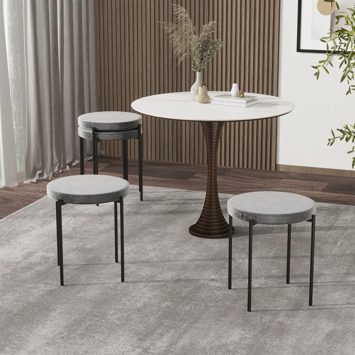 Produktbild Homcom Hocker 4-teiliges Set mit Samtüberzug