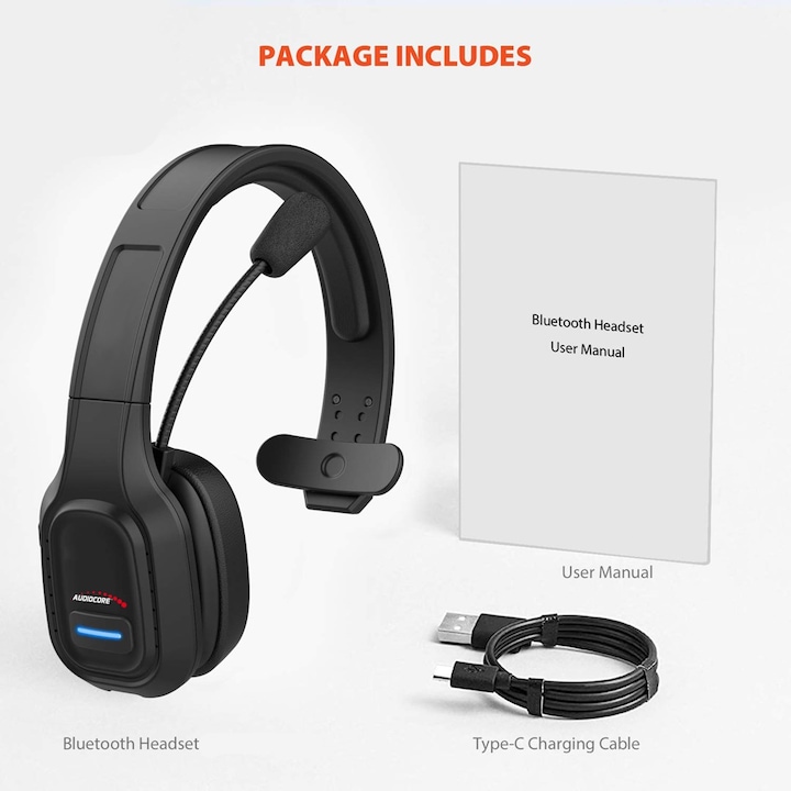 Produktbild Audiocore Bluetooth-Callcenter-Headset AC864 (ANC, 32 h, Kabellos)