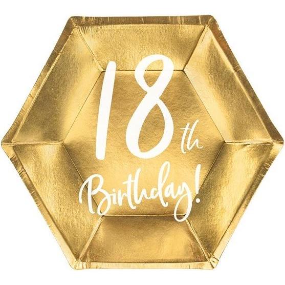 Partydeco Teller 18 Jahre in Gold