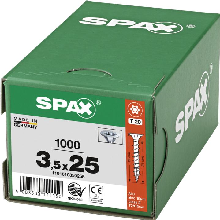 Produktbild Spax Spanplattenschrauben SK T15 3,5x25 mm (1000 Schrauben pro Stück)