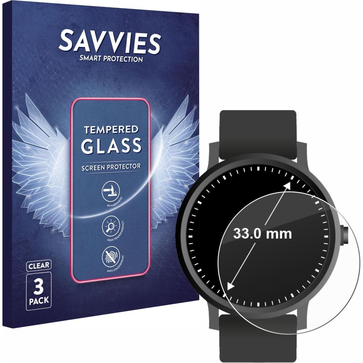 Savvies Panzerglas Hartglas Displayschutz, Smartwatch Schutzfolie, Transparent