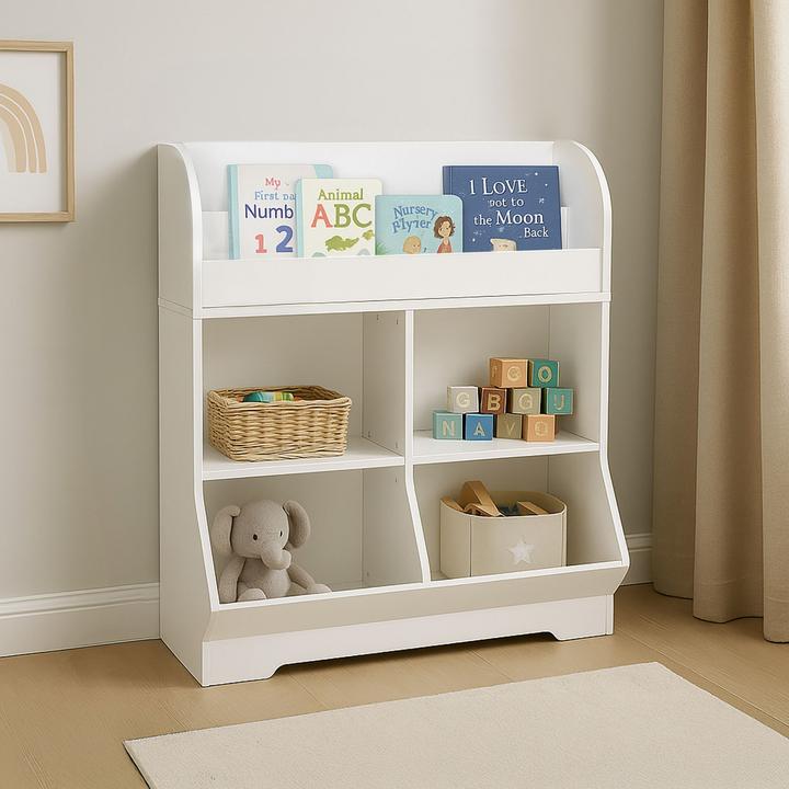 Actual product image Relaxdays - Kinderregal mit Buchablagen, Weiss, 89,5 x 67 x 30 cm