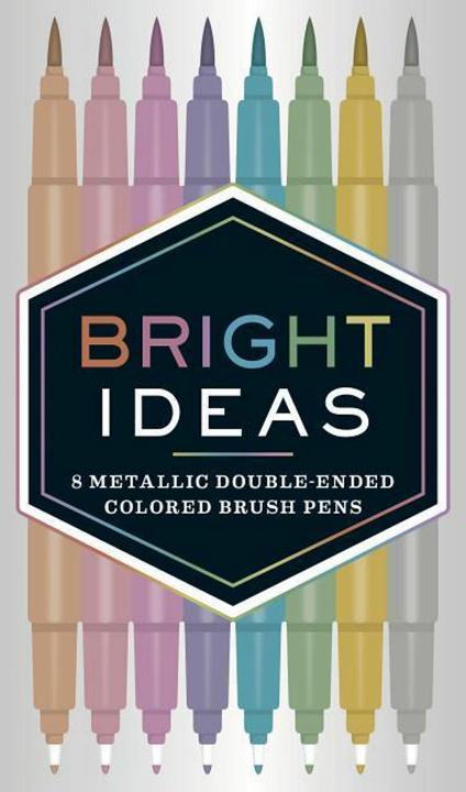Actual product image Abrams & Chronicle Bright Ideas Metallic Double-Ended Coloured Brush Pens: 8 Coloured Pens (8x)