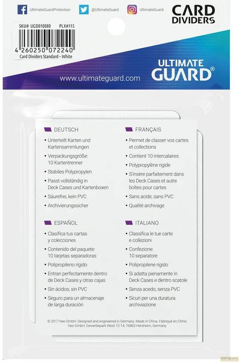 Productafbeelding Ultimate Guard UGD010080 - Kaartscheider - standaard formaat, 10 stuks, wit