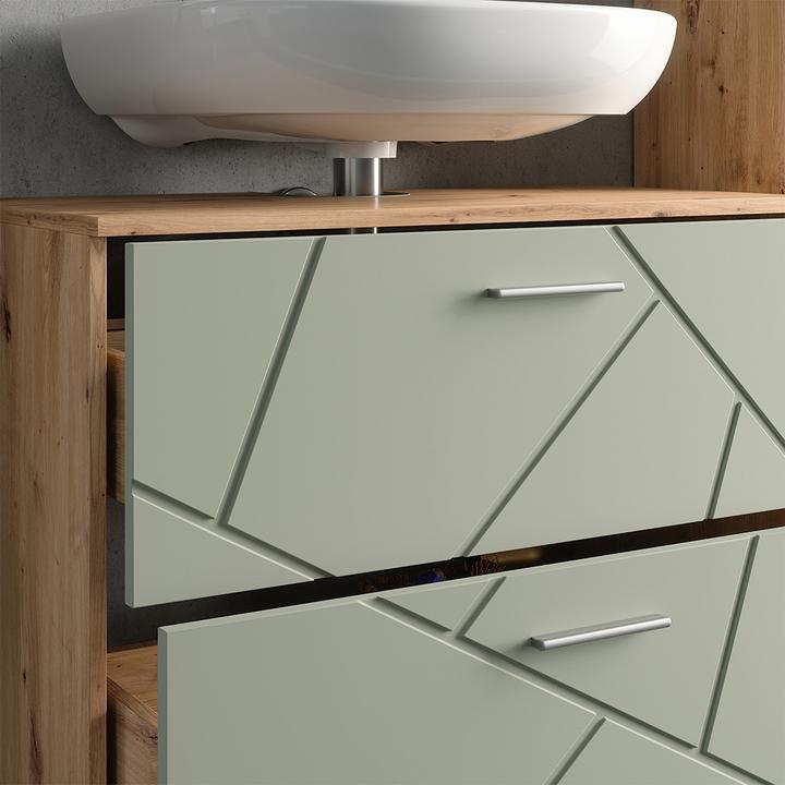 Produktbild Vicco Waschbeckenunterschrank Irma, Salbeigrün/Artisan, 80 x 58.6 cm mit Schubladen (80 x 41 x 58.60 cm)