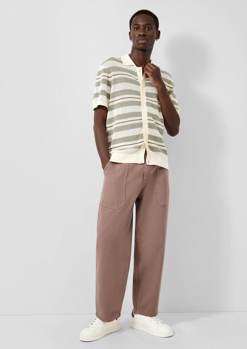 Produktbild s.Oliver Gestreiftes Strickpolo mit durchgehender Knopfleiste (M)