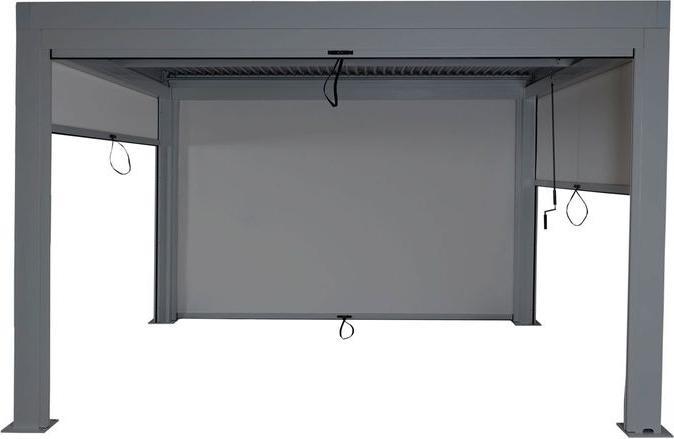 Actual product image Mendler Pergola HWC-L46 with side wall, slatted pavilion roller blind, 11cm aluminium frame, storm-proof (300 cm, 400 cm)