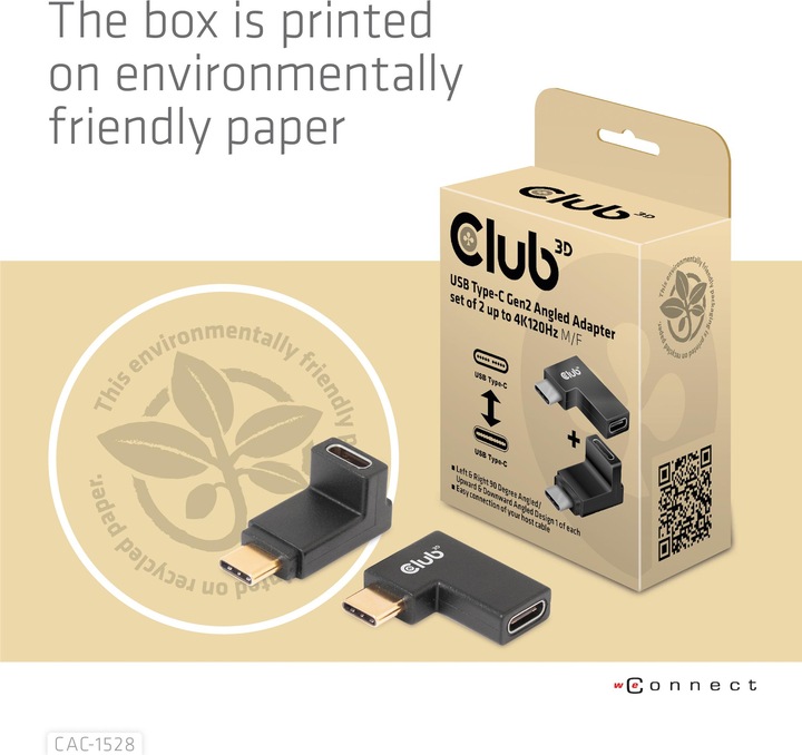 Productafbeelding Club 3D Club3D Adapter USB 3.2 Type C <> USB 3.2 Type C St/B (USB 3.2 Gen 2)