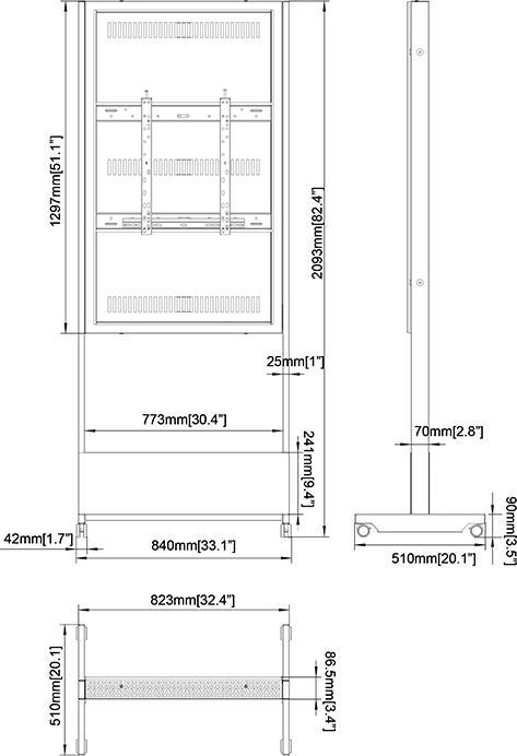 Produktbild Multibrackets Rollbarer Monitor Ständer 55", Universal, Stahl (35 kg)