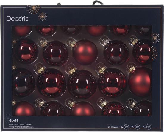 Produktbild Kaemingk Christbaumkugeln - 21 Stück - aus Glas - ø ca. 5-7 cm - rot (21-teilig)