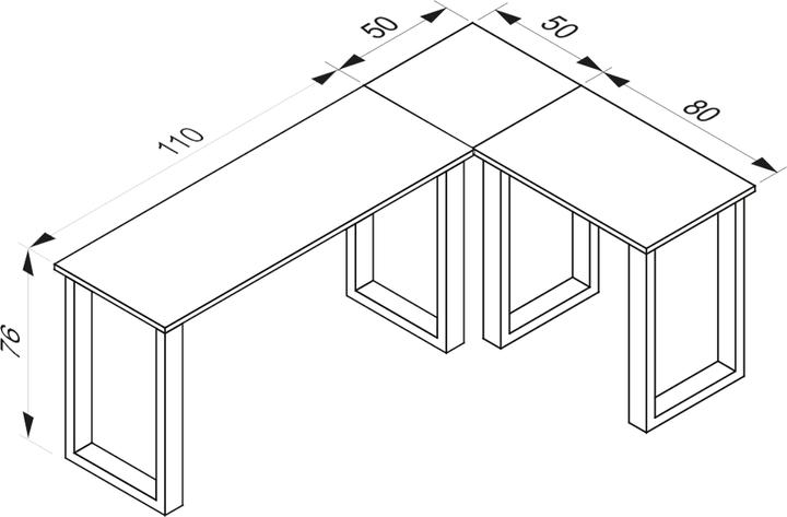 Produktbild VCM Eckschreibtisch Lona Tiefe 50 cm U Alu Silber (160 x 50 cm)