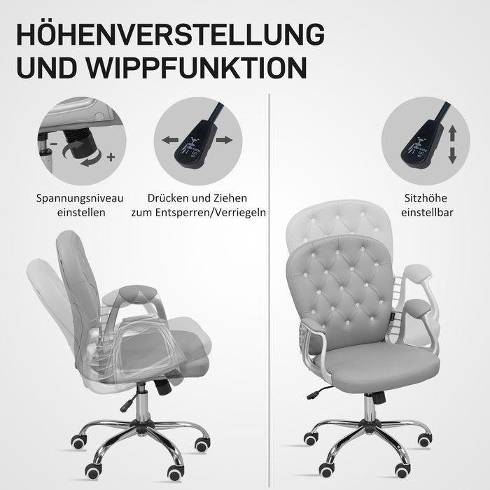 Image du produit Swisshandel24 Bürostuhl, Ergonomisch Schreibtischstuhl mit Armlehne, Gepolsterter Rückenlehne Hellgrau (49 - 58 cm)