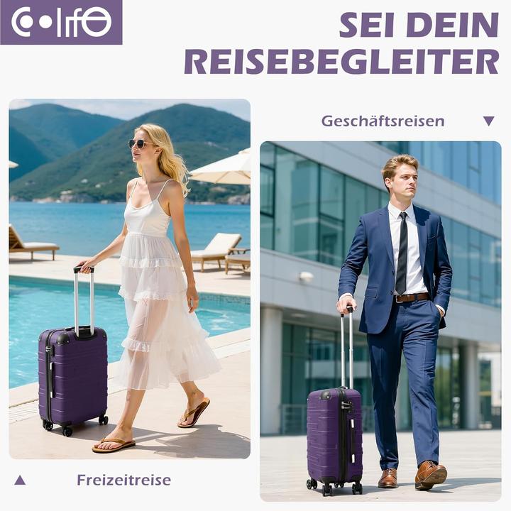 Image du produit Coolife 2-teiliges Hartschalen-Reisekofferset (S + M) (60 l)