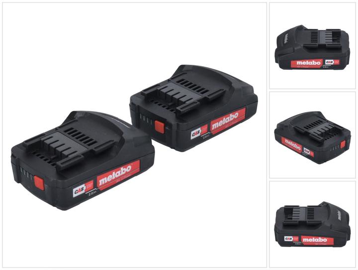 Produktbild Metabo Akku Set 2x Li-Power Akkupack 18 V 2,0 Ah CAS Li-Ion Akku ( 2x 625596000 ) mit Ladestandsanz (18 V)