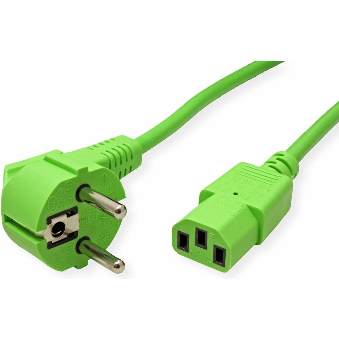 Roline Verde Cavo Di Alimentazione Cee 7/7 (M) Angolato A Iec 60320 C13 Diritto (1.80 M), Cavo Di Alimentazione,