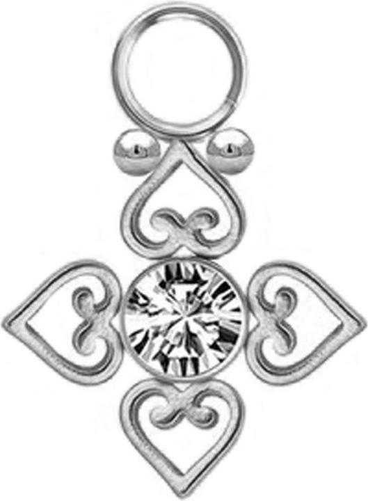 Immagine prodotto Star Piercing Anhänger silber Kristall silber vier filigrane Herzen (senza ottone, Acciaio chirurgico 316L)