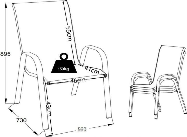 Immagine prodotto VCM Sedia da giardino 2 pezzi impilabile Sonlas