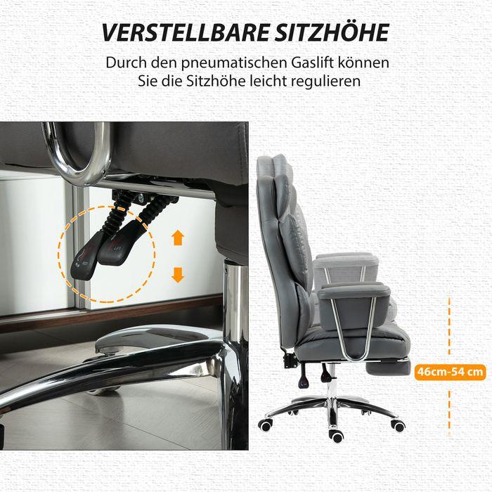 Produktbild Swisshandel24 Ergonomischer Bürostuhl, gepolstert, mit Fussstütze, verstellbarer Lehne, 360° drehbar, Dunkelgrau (46 - 54 cm)