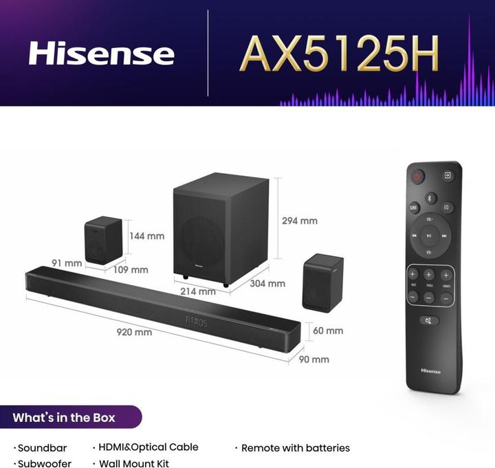 Produktbild Hisense AX5125H (500 W, 5.1.2 Kanal)