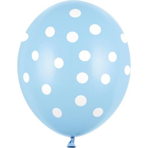 Partydeco Balloons 30cm, Dots, Pastel Baby Blue (1 pkt / 6 pc.)