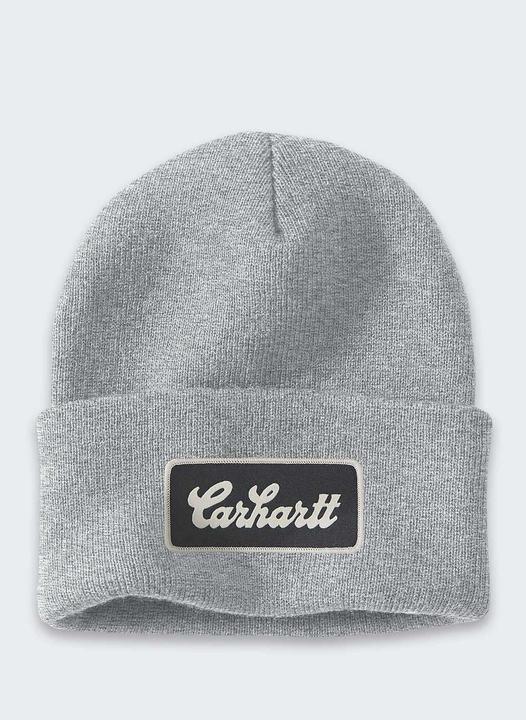 Carhartt Beanie mit Script-Patch, Heather Grey (Taille unique)