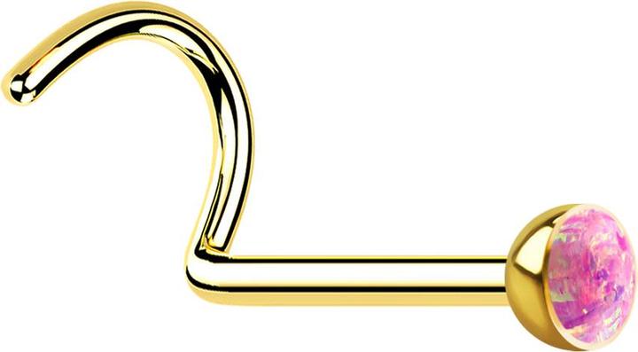 Produktbild Star Piercing Nasenstecker gebogen vergoldet mit Opal pink (ohne Messing, Chirurgenstahl 316L)
