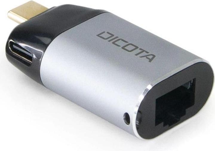 Immagine prodotto Dicota Mini adattatore da USB-C a Ethernet con PD (100W) argento (USB-C, Thunderbolt, 1 porzione)