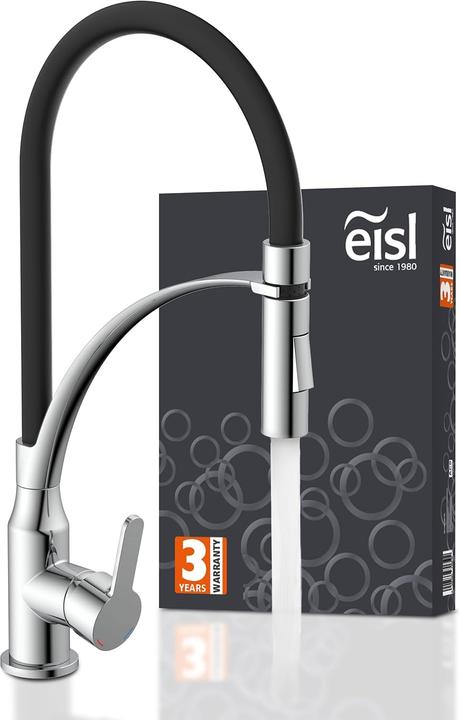 Produktbild Eisl Wasserhahn Küche CARNEO Spültischarmatur Chrom Schwarz Brause Ausziehbar Schwenkbar NI183CARCRB