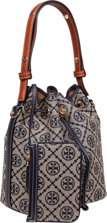 Produktbild Tory Burch monogram case bucket bag with jacquard pattern blue