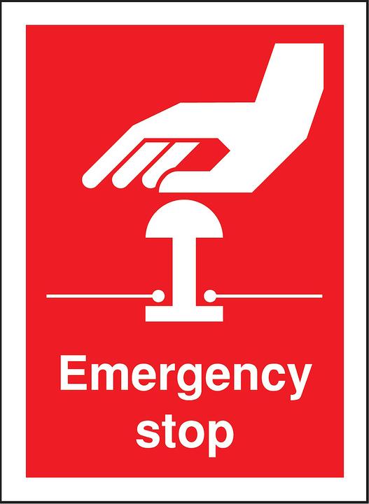 Image du produit RS PRO Étiquette de consignes de sécurité Anglaise Étiquette Emergency Stop