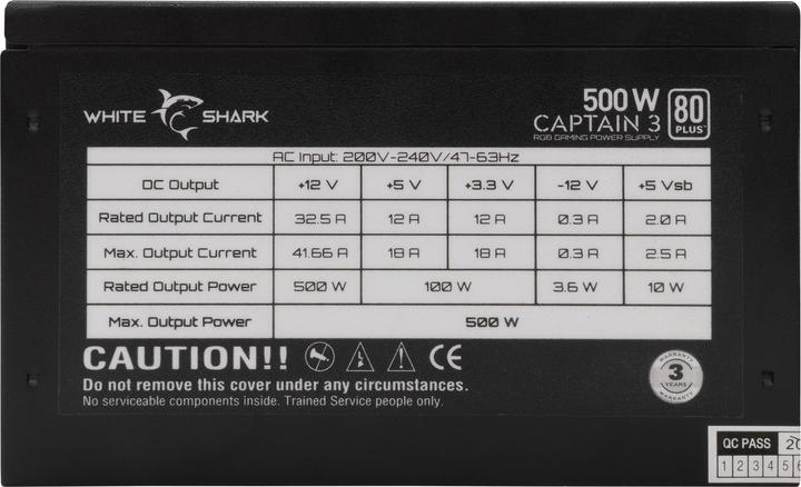 Produktbild White Shark GPSU-W500F Captain 3 500W 80+ RGB (500 W)