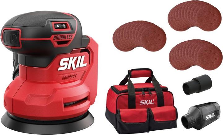 Skil SR1E3751FA Exzenterschleifer 125mm 20V Compact bürstenlos exkl. Akkus und Ladegerät in Tasche (Exzenterschleifer)