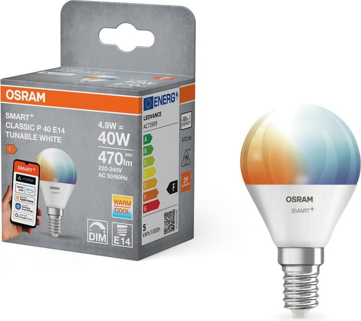Produktbild Osram SMART+ MATTER CLASSIC shapes Tunable white 4W 827 FILAMENT DIM E14 (E14, 470 lm, 1x)