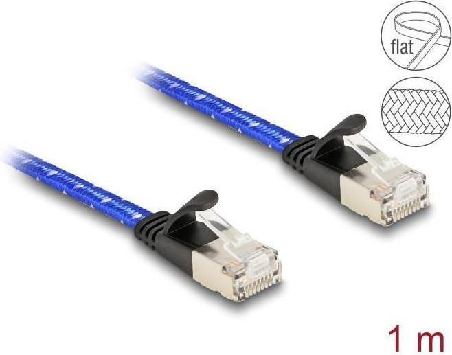 Produktbild Delock RJ45 Flachband Netzwerkkabel mit Geflechtmantel Cat.6 (U/FTP, CAT6a, 1 m)