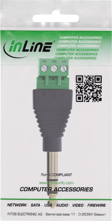 Immagine prodotto InLine ® 6,35mm Klinkenstecker an Terminalblock, Stereo, 3-polig